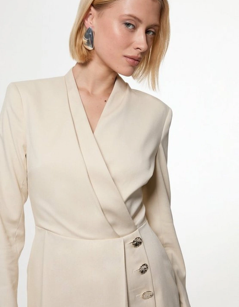 Soft Structured Tailored Wrap Blazer Dress