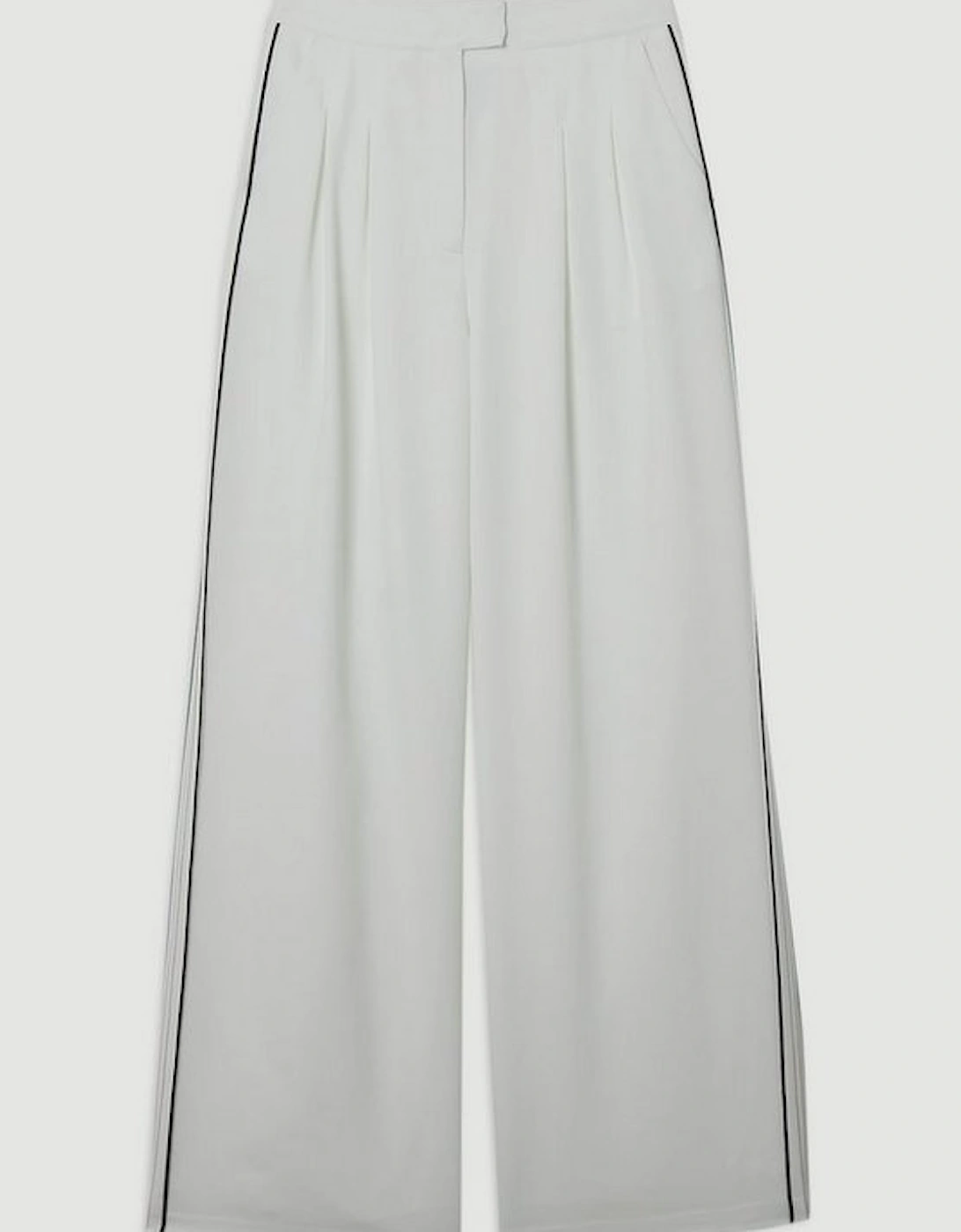 Soft Tailored Contrast Tipped Wide Leg Trouser