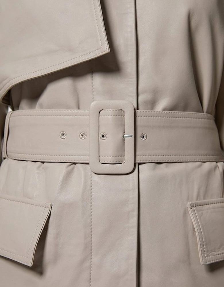 Leather Belted Trench Coat