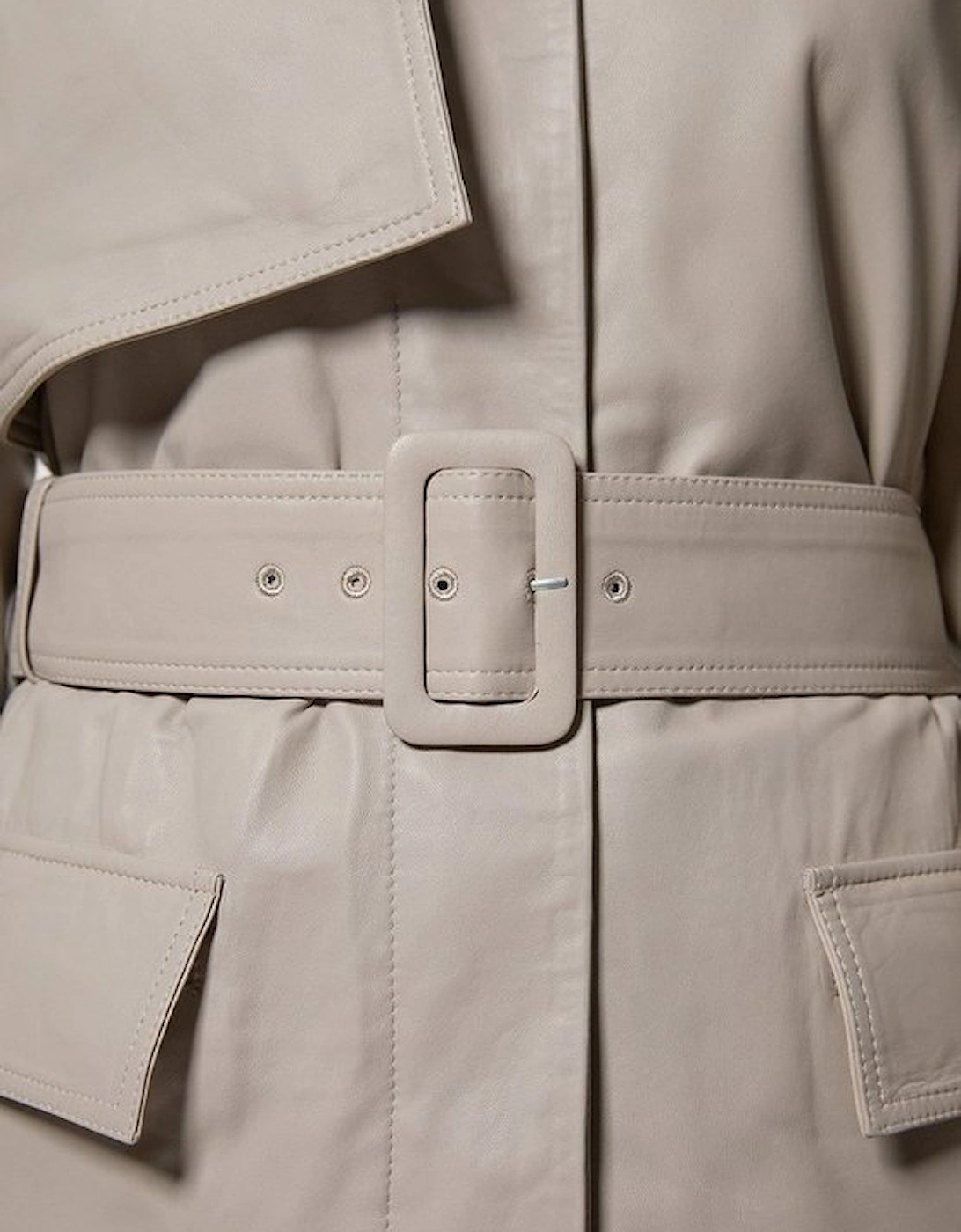 Leather Belted Trench Coat