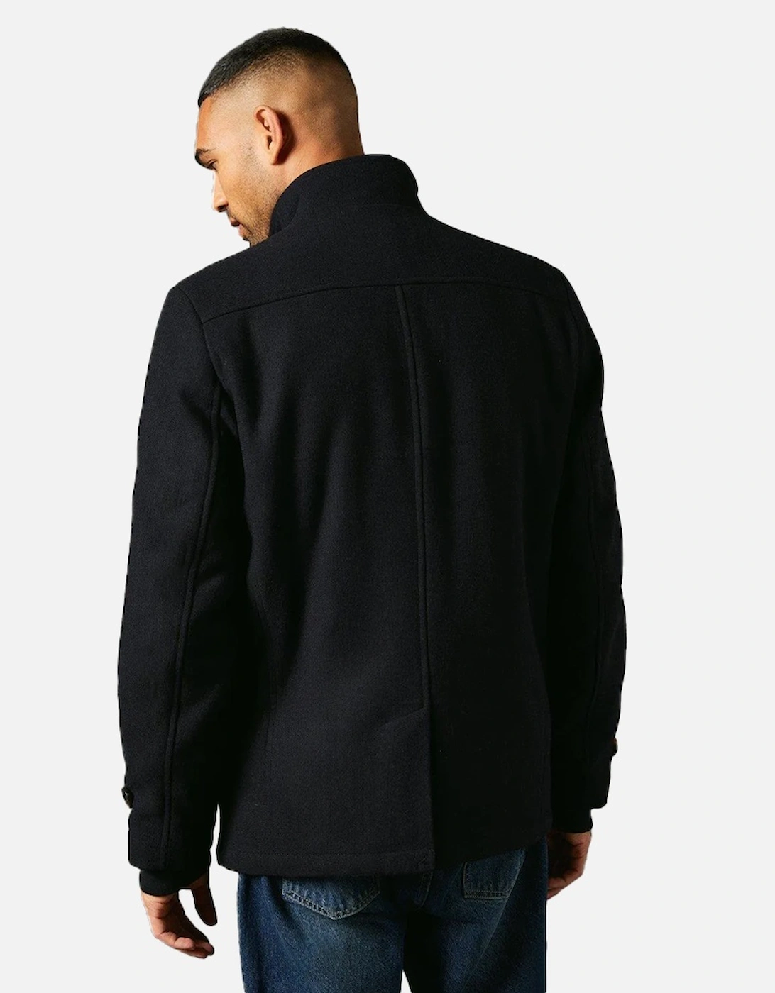 Mens Wool Blend Funnel Neck Jacket