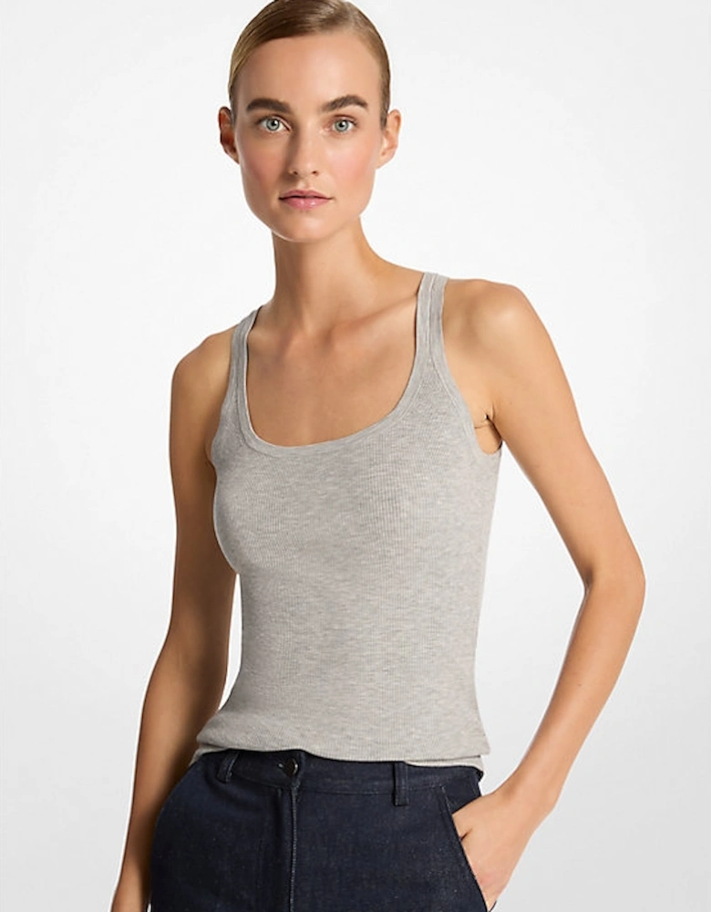 Ribbed Stretch Viscose Tank Top