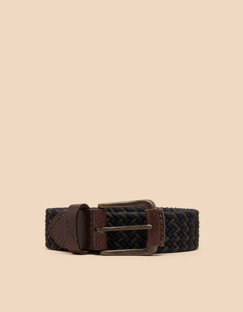 Men's Woven Elasticated Belt Navy Multi