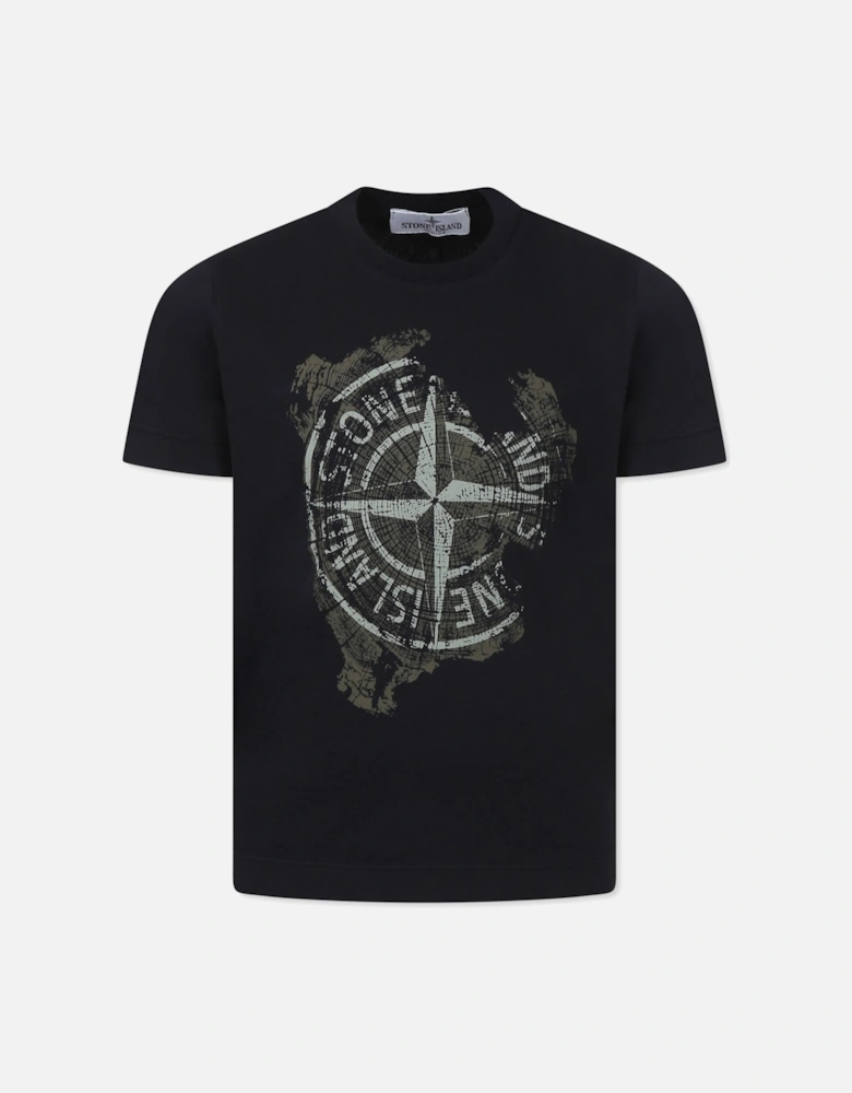 Kids Compass Print T-Shirt Black