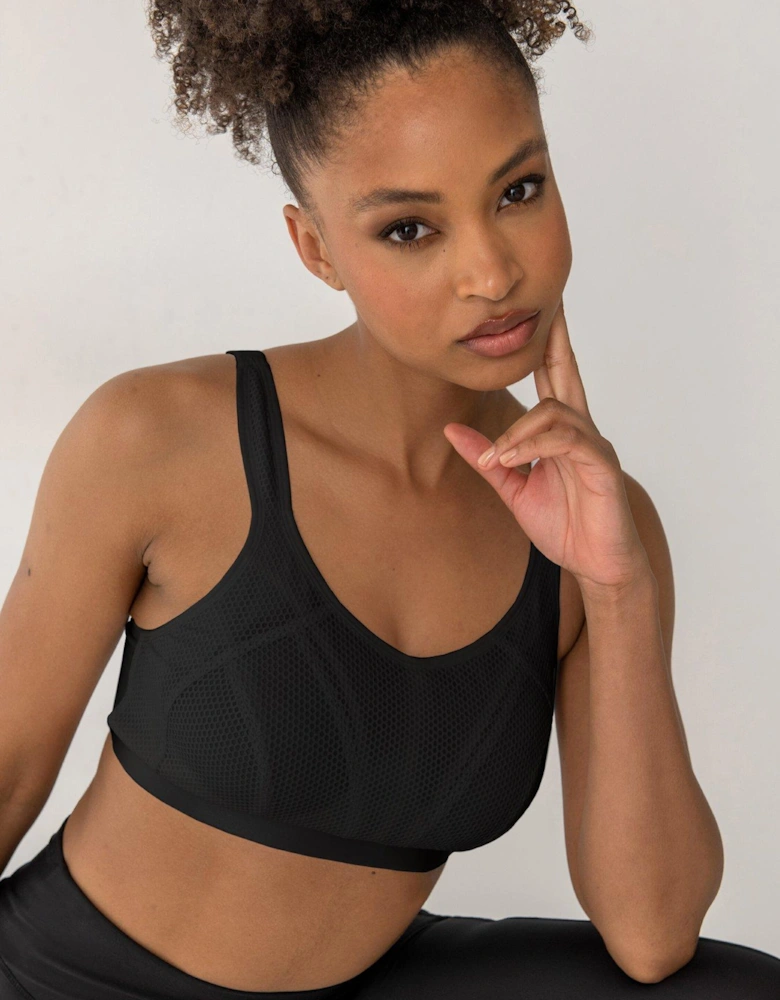 Energy Strive Non-Wired Non-Padded Lined Full Cup Sports Bra - Black