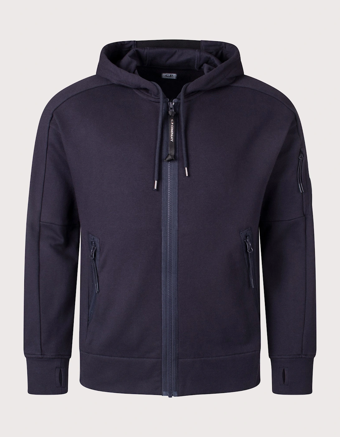 Diagonal Raised Zip Through Hoodie