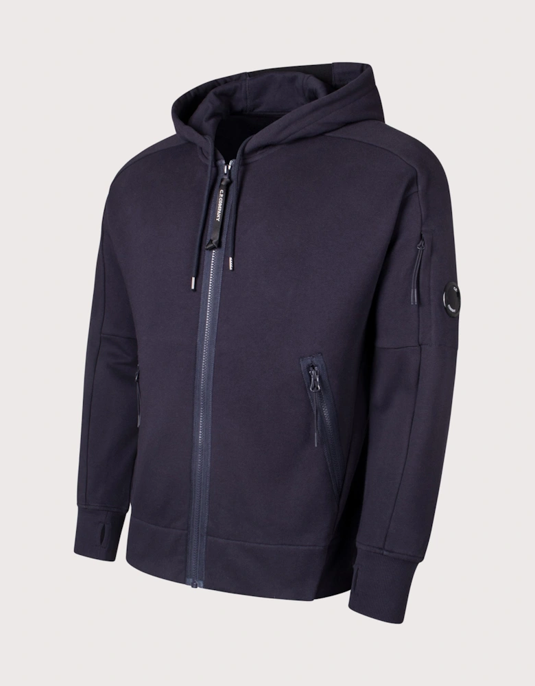 Diagonal Raised Zip Through Hoodie