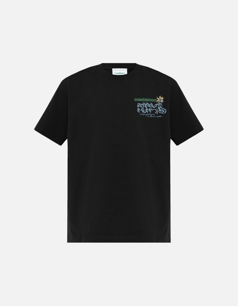 Pentathlon Printed T-Shirt in Black