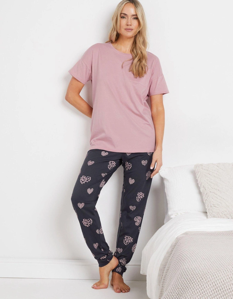 Tall Animal Hearts Short Sleeve Cuffed Pj Set