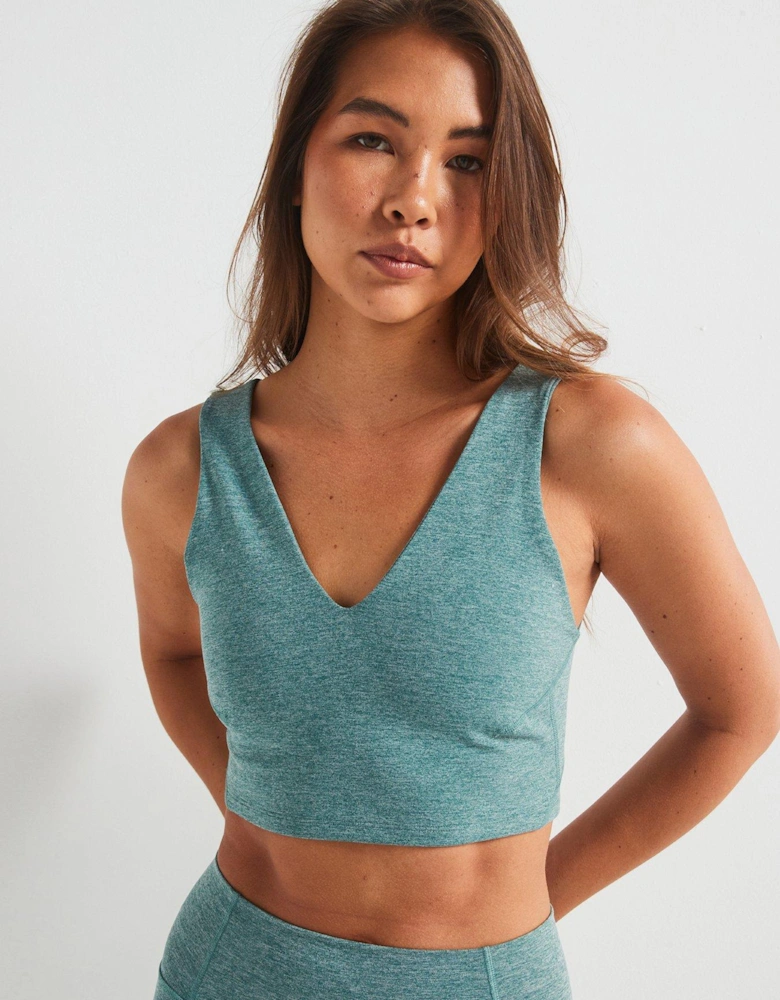 Womens Training Never Better Heather Crop Tank - Green