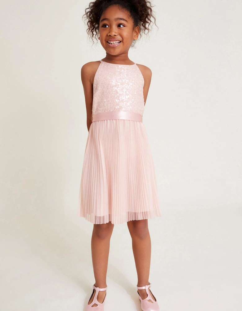 Girls Keita Sequin Plisse Dress - Pink