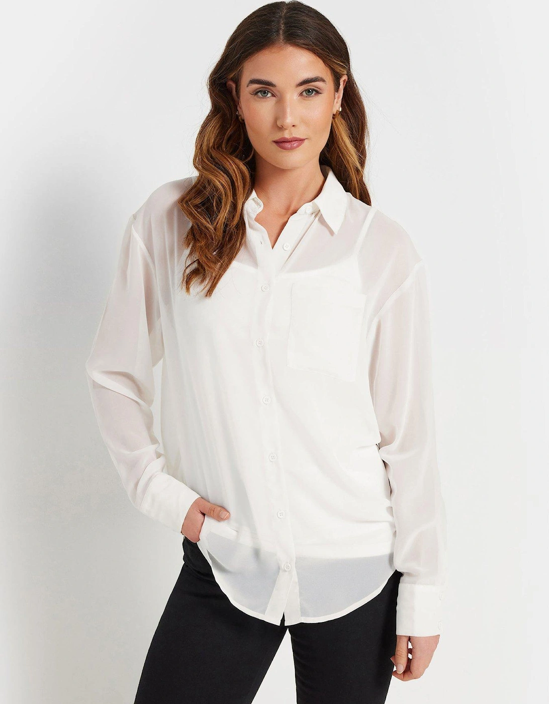 Georgette Sheer Shirt - Ivory, 2 of 1