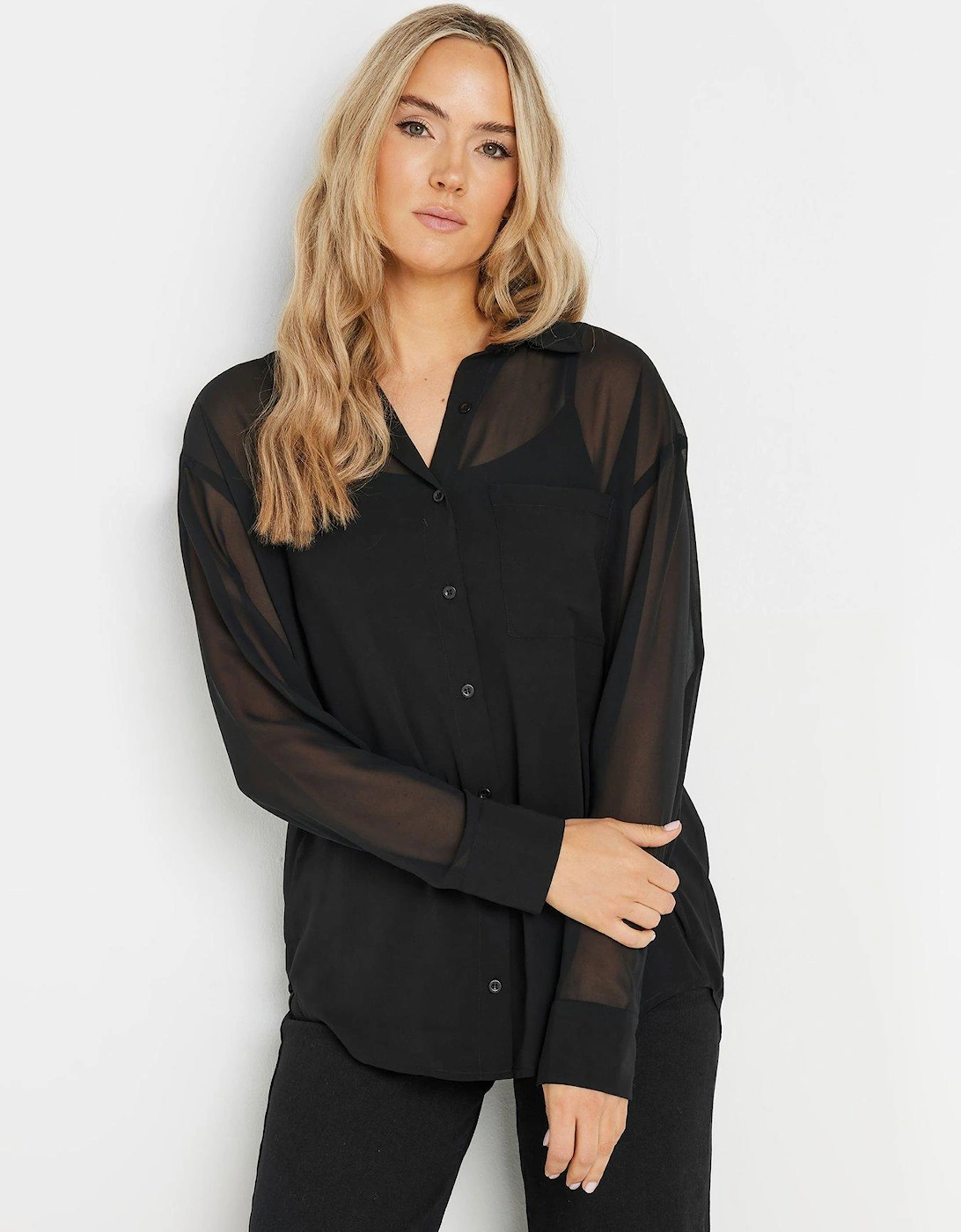 Georgette Sheer Shirt - Black, 2 of 1