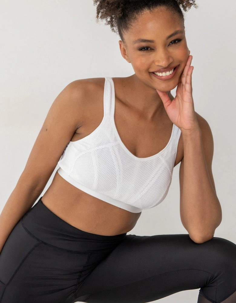 Energy Strive Non-Wired Non-Padded Lined Full Cup Sports Bra - White