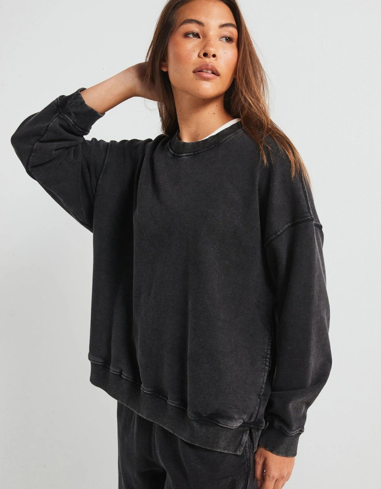 Womens All Star Pullover Solid Sweat - Black