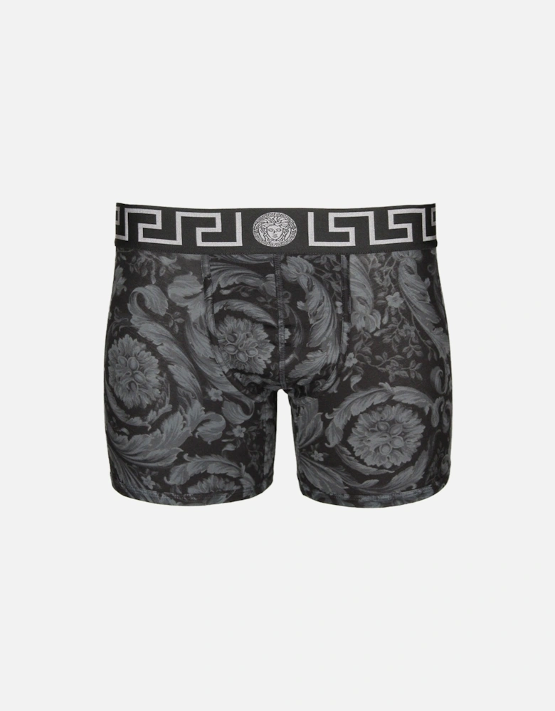 Barocco Print, Greca Boxer Briefs, Black/Grey