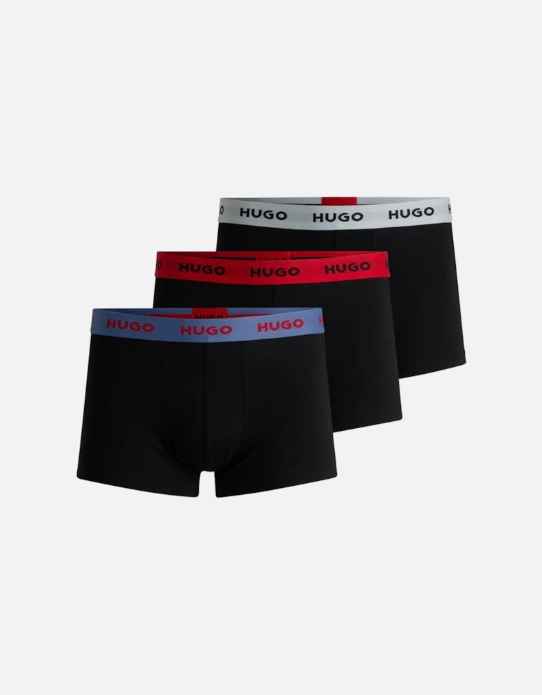 3-Pack Boxer Trunks, Black/Red/Blue