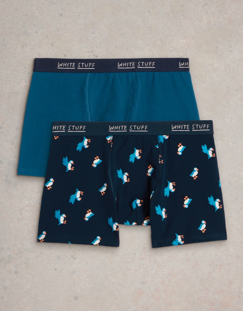 Men's 2 Pack Boxers - Plain & Print Mid Teal