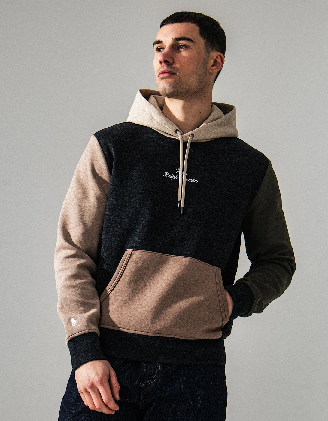 Logo Colour-Blocked Double Knit Hoodie