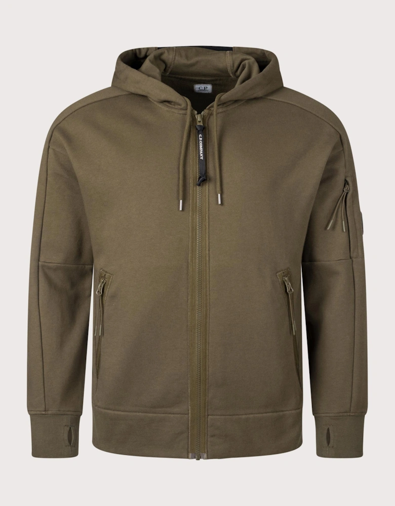 Diagonal Raised Zip Through Hoodie