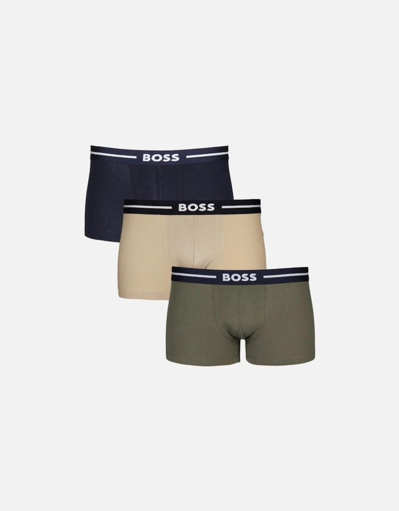 3-Pack Bold Boxer Trunks, Navy/Khaki/Beige