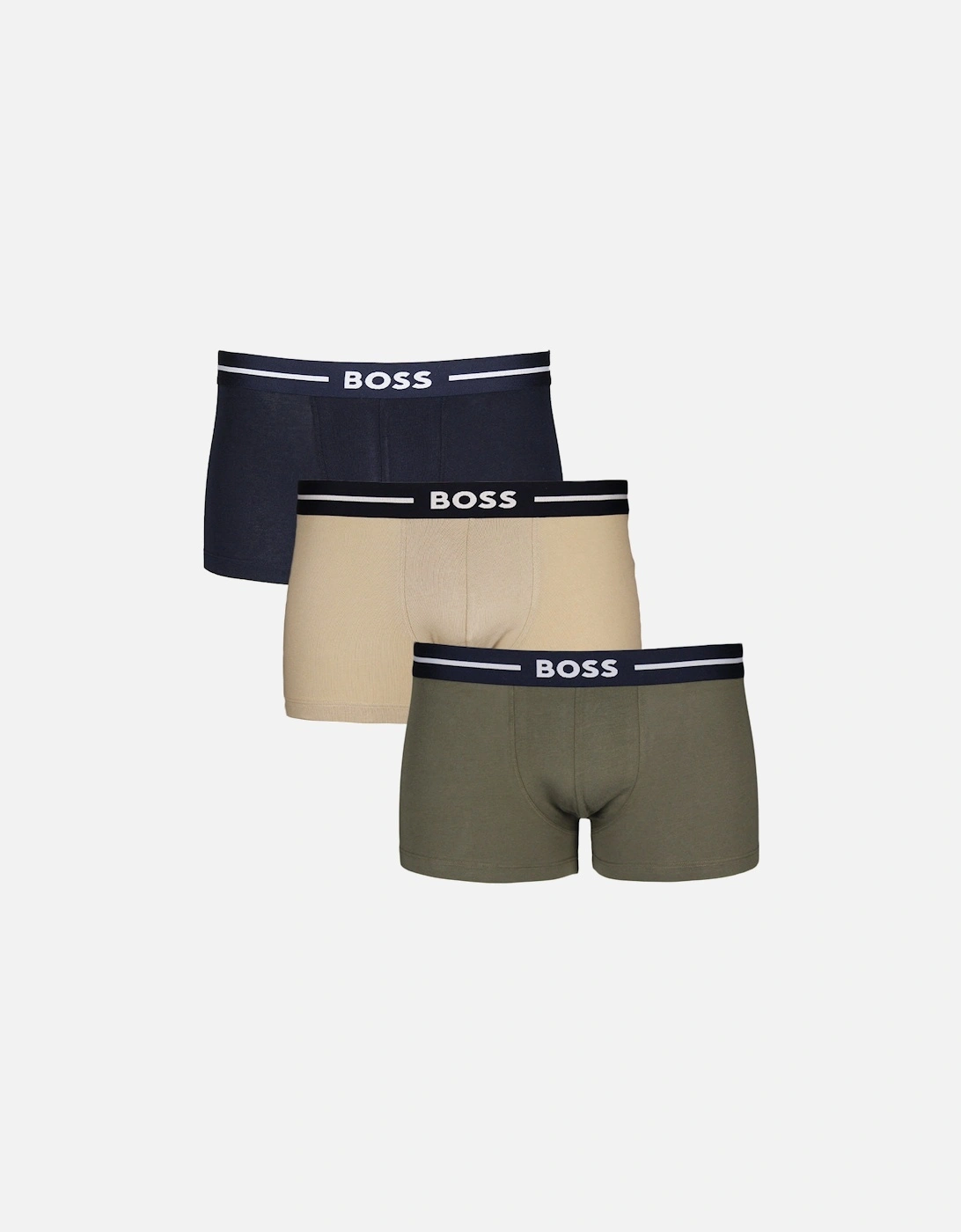 3-Pack Bold Boxer Trunks, Navy/Khaki/Beige, 6 of 5