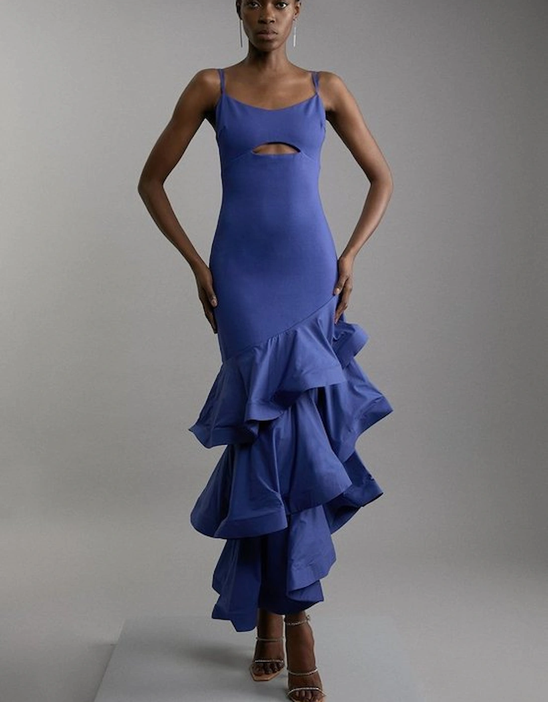 Cotton Ponte Jersey Ruffle Hem Maxi Dress, 5 of 4