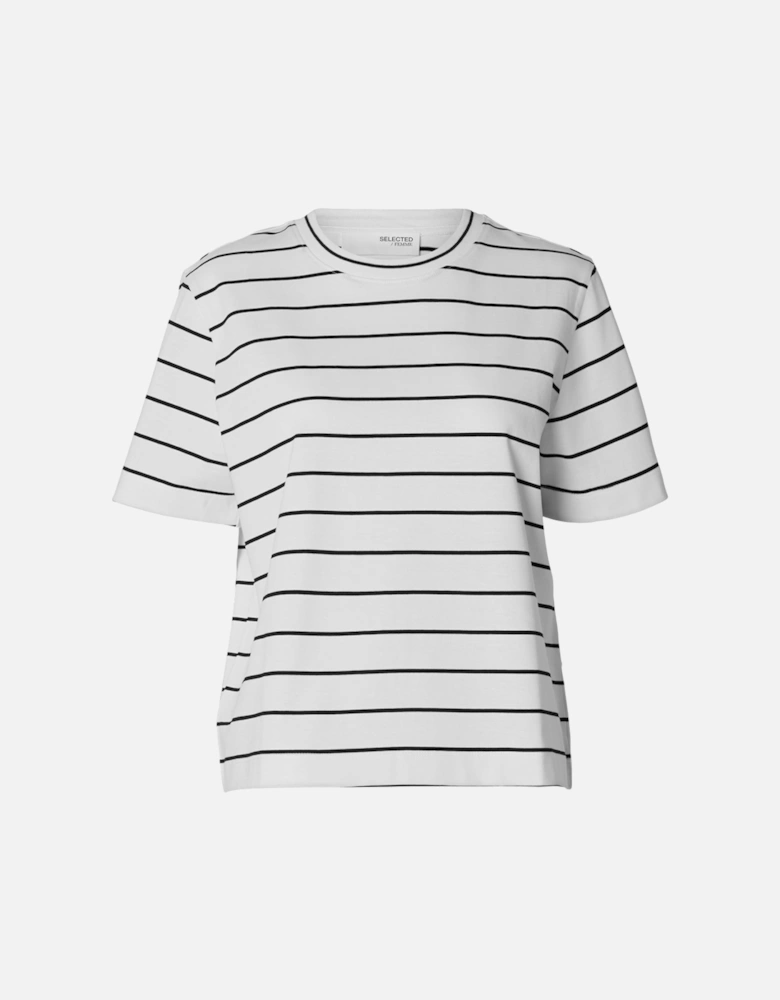 Femme Essential Short Sleeve Striped Boxy Tee Bright White/Black