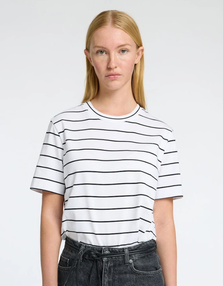 Femme Essential Short Sleeve Striped Boxy Tee Bright White/Black