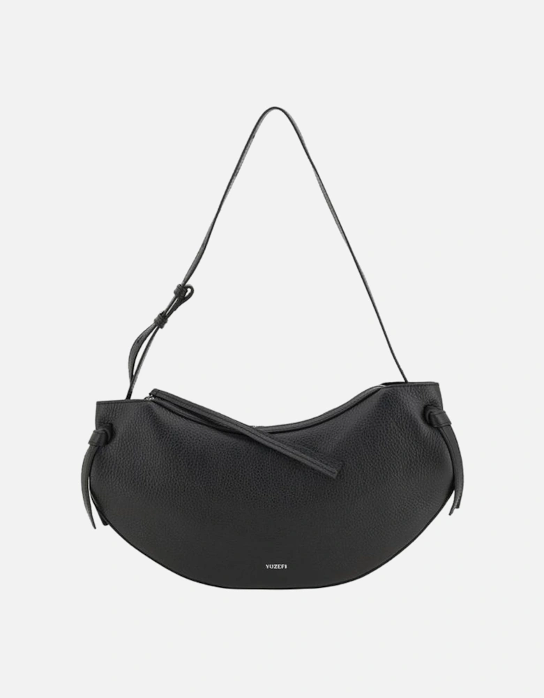 Leather Fortune Cookie Shoulder Bag with Monogram Women - Black