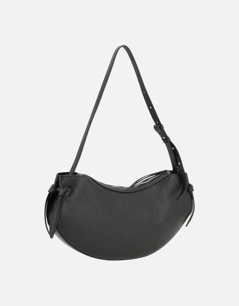 Leather Fortune Cookie Shoulder Bag with Monogram Women - Black