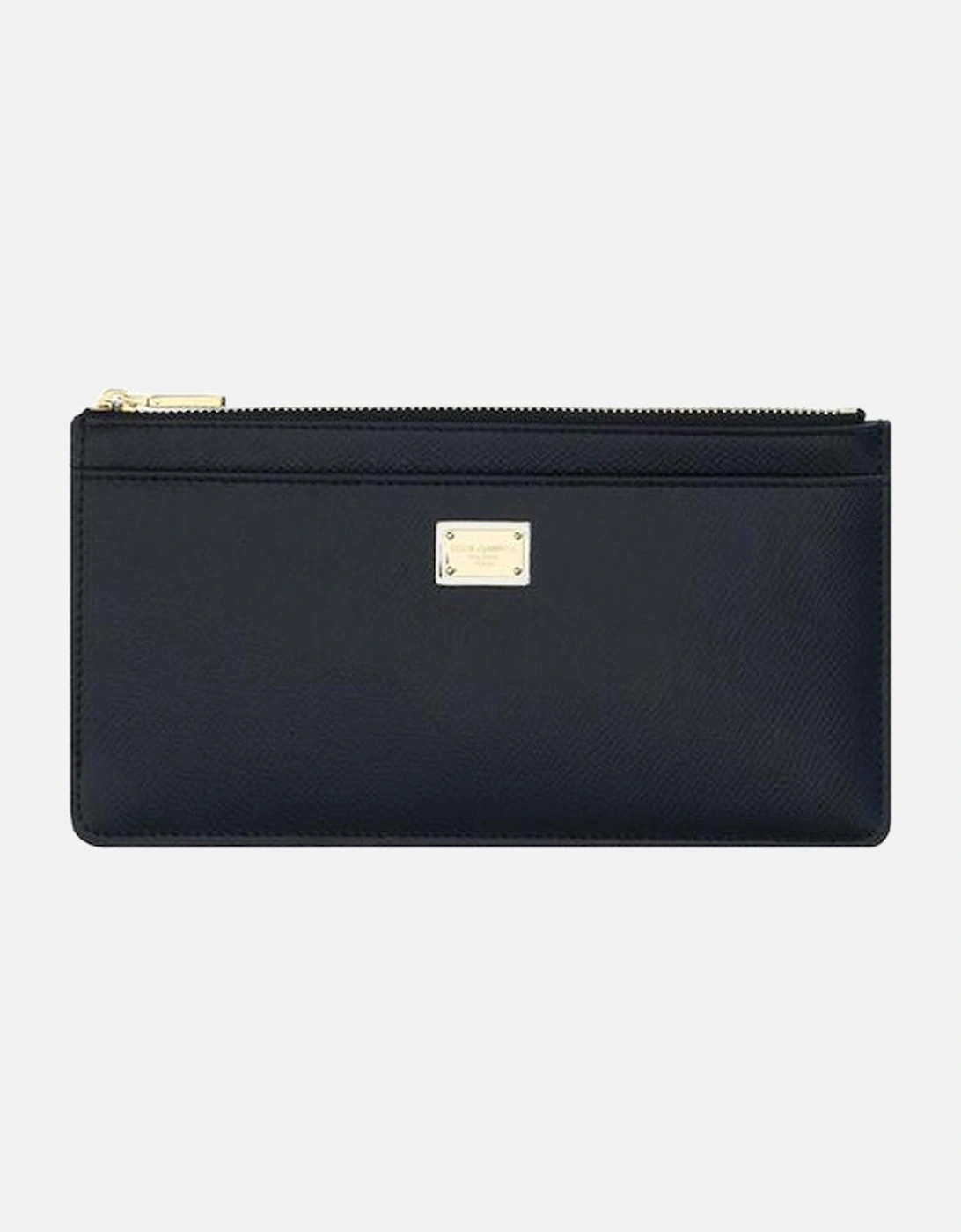Calfskin Card Holder with Zip Pocket and Logo Plaque Women - Black, 3 of 2