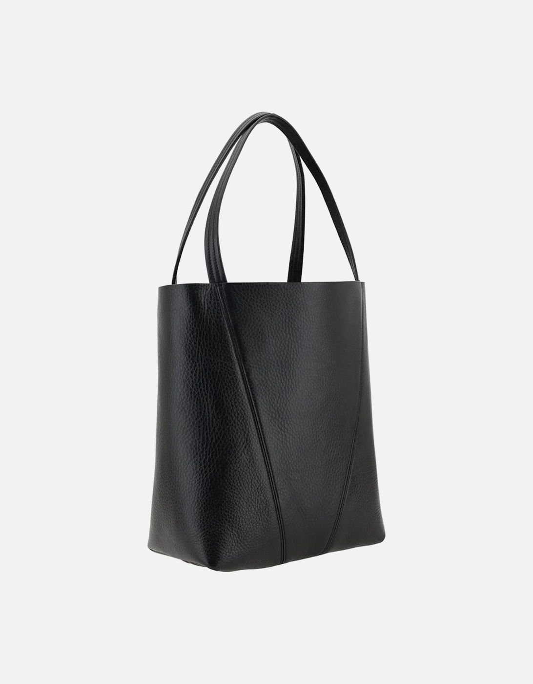 Leather Spin Shoulder Bag with Monogram Detailing Women - Black