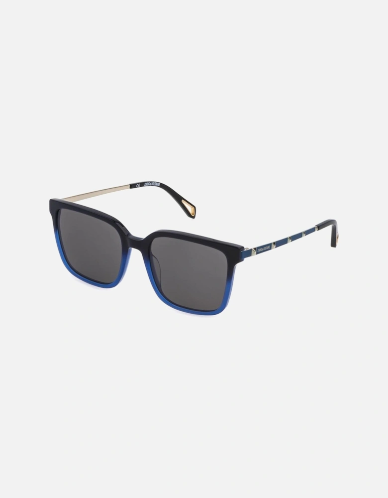 Acetate Metal Bracelet Watch with Blue Dial Women Sunglasses