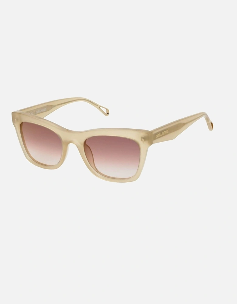 Acetate Bracelet Pink Mirror Dial Watch Women - Brown Sunglasses