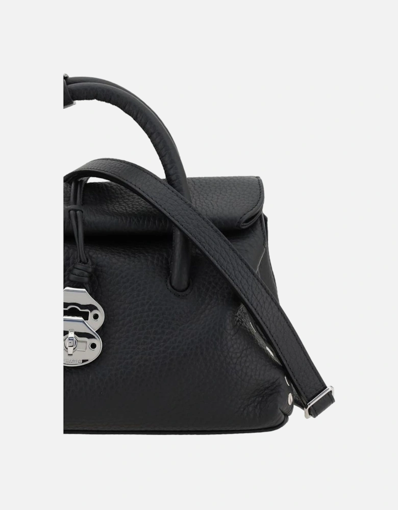 Elegant Leather Shoulder Bag with Stud Accents Women - Black