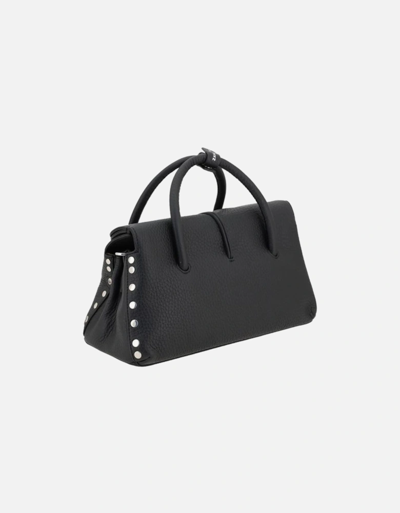 Elegant Leather Shoulder Bag with Stud Accents Women - Black