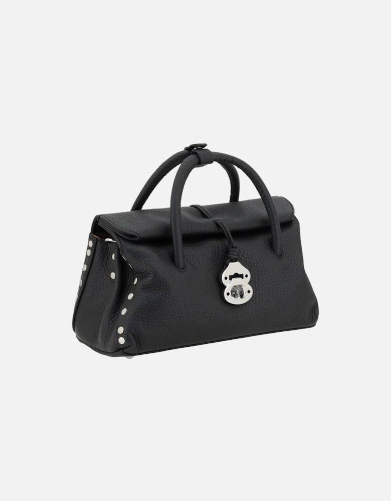Elegant Leather Shoulder Bag with Stud Accents Women - Black