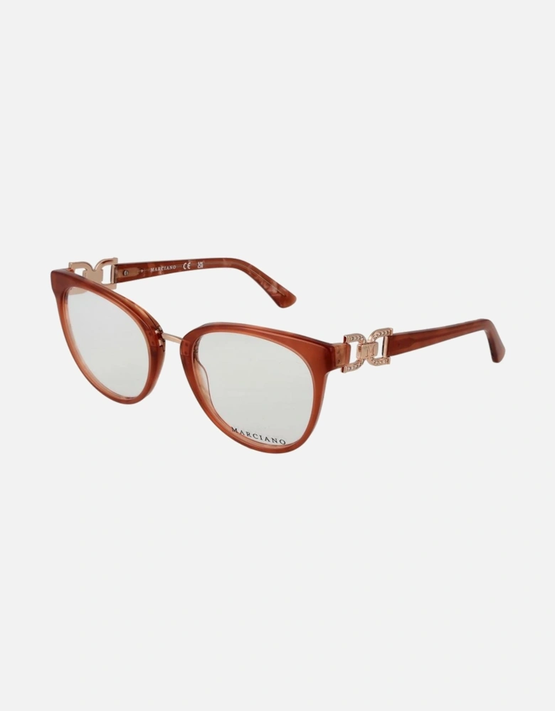 Round Acetate Frame Glasses with Demo Lenses Women - Brown
