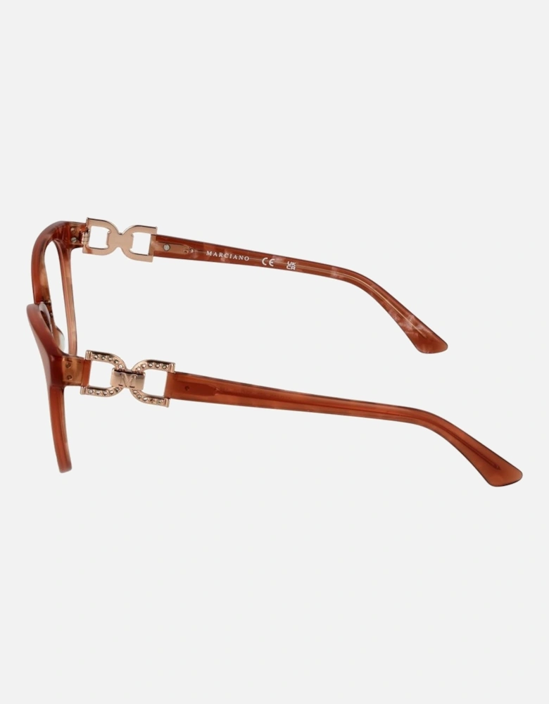 Round Acetate Frame Glasses with Demo Lenses Women - Brown
