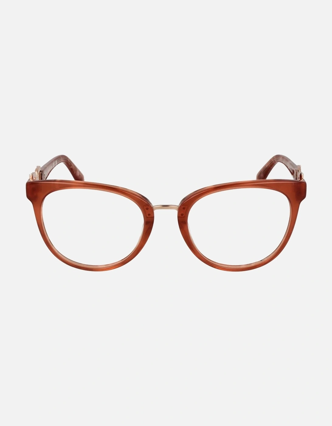 Round Acetate Frame Glasses with Demo Lenses Women - Brown