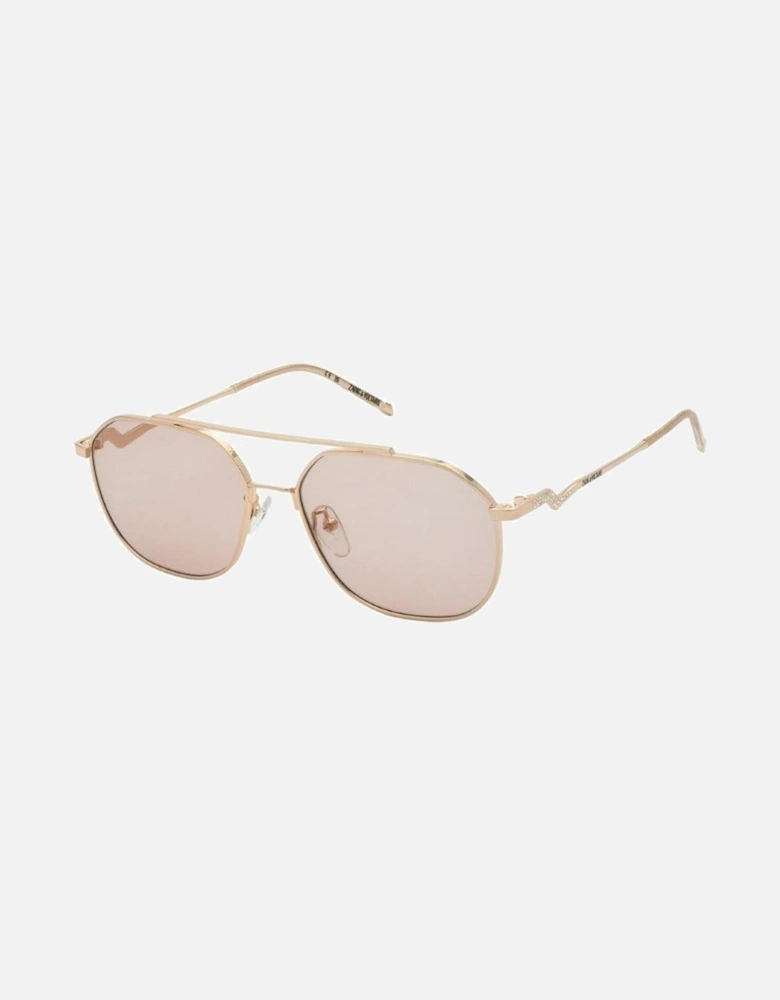 Metal Bracelet Watch with Golden Dial Women Sunglasses