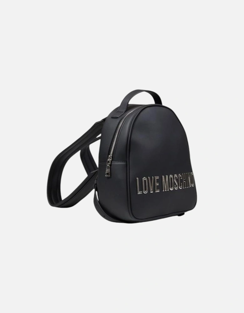 Polyurethane Womens Backpack - Black
