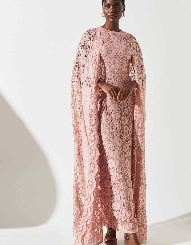 Lace Cape Gown