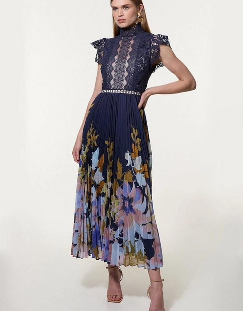 Petite Lace Trailing Floral Ombre Woven Maxi Dress