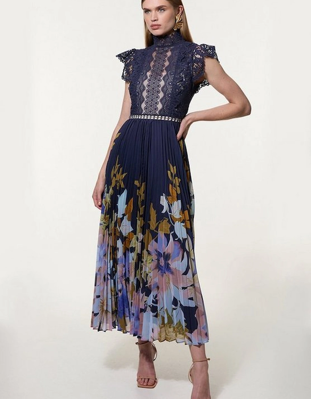 Petite Lace Trailing Floral Ombre Woven Maxi Dress, 5 of 4