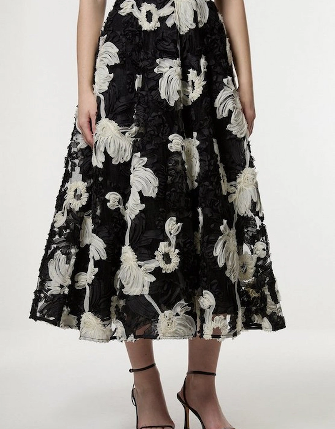 Rosette Mono Textured Woven Prom Skirt