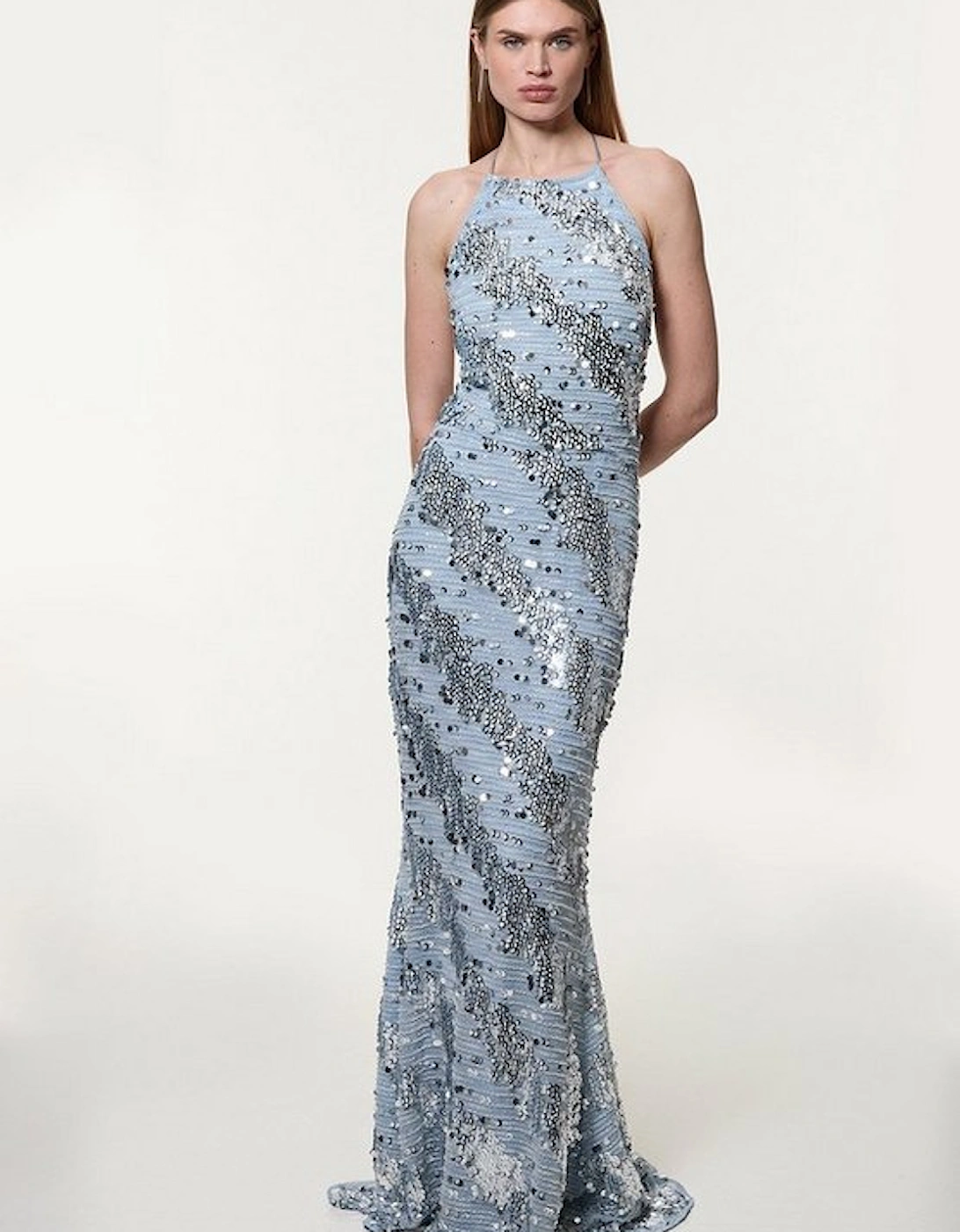 Petite Placed Sequin Fishtail Maxi Dress, 4 of 3