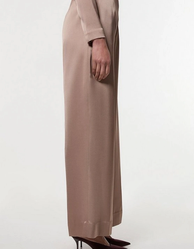 Petite Satin Back Crepe Wide Leg Woven Trouser