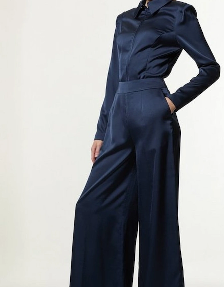 Tall Satin Back Crepe Wide Leg Woven Trouser